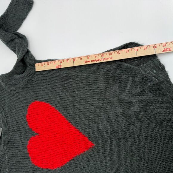 Wooden Ships Oversized Loose Knit Mohair Wool Blend Heart Sweater Size S/M - Picture 12 of 13